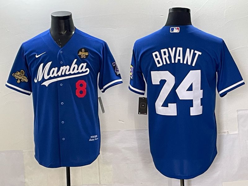 Men Los Angeles Lakers Nike 24 Bryant Blue Joint Name NBA 2025 Jersey style 042